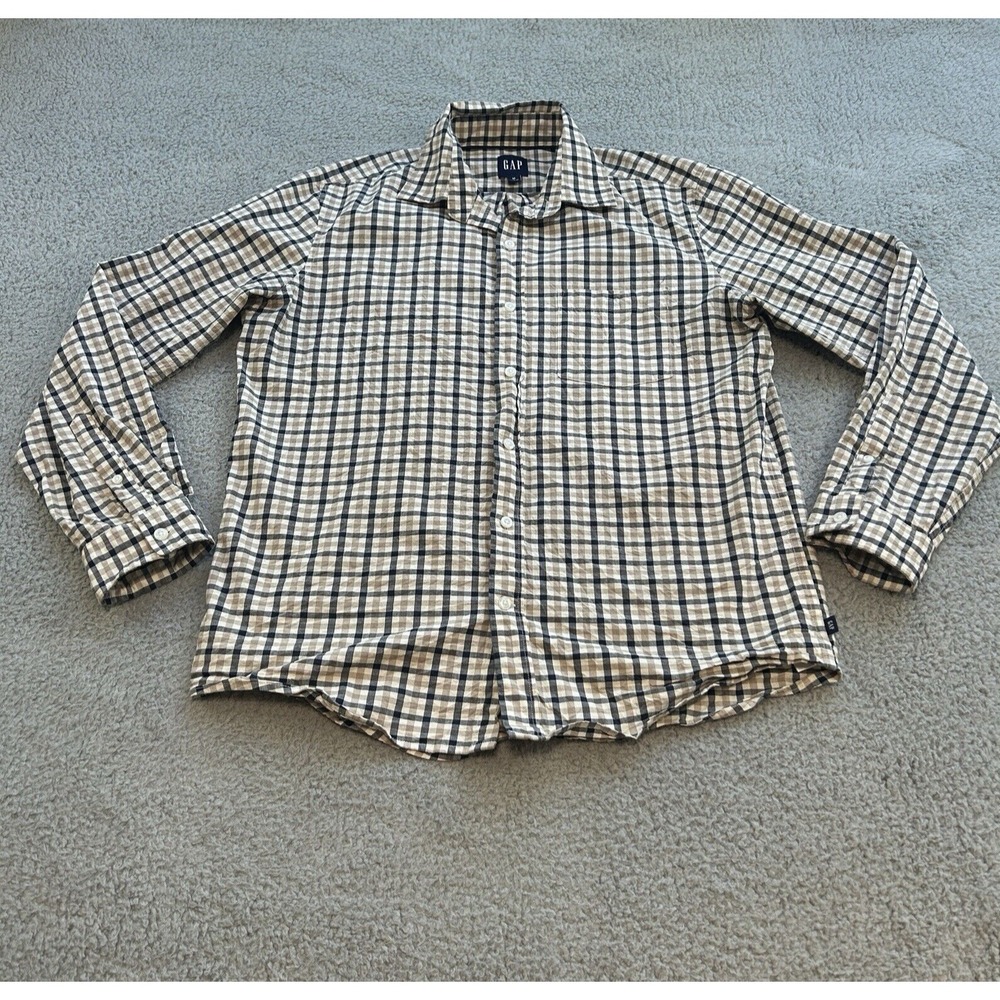 GAP Shirt Mens Medium Multicolor Button Up Plaid Long‎ Sleeve Checkers